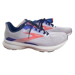 Brooks Running Shoes Mens 12 White Purple Launch 8 Missing Insoles NICE